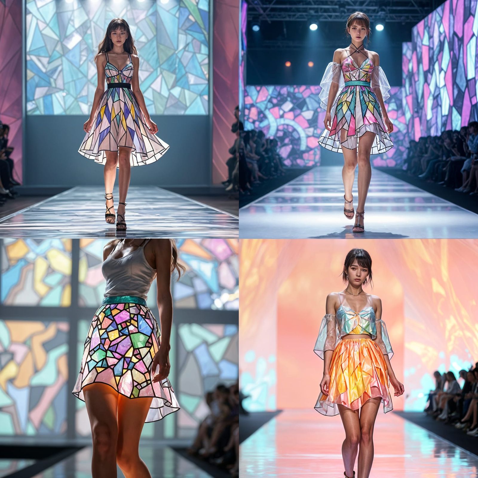 Fashion Model Wears Stained Glass Skirt Down the Catwalk