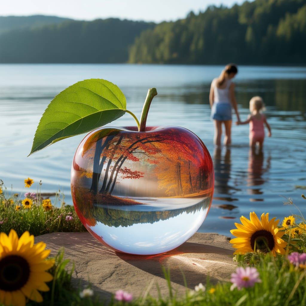 Glass Apple Reveals Autumn Lakeside Scene