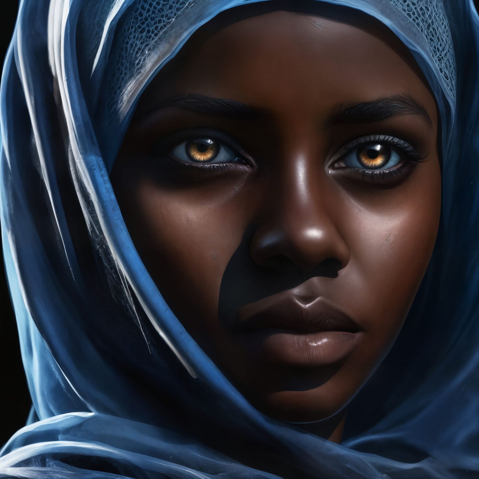 Sensual Somalian Policewoman in Hyperrealistic Portraiture