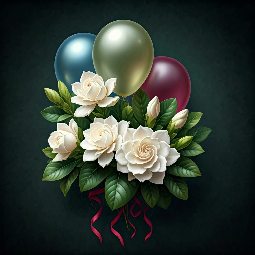 Gardenias in Vibrant Digital Oil Paints