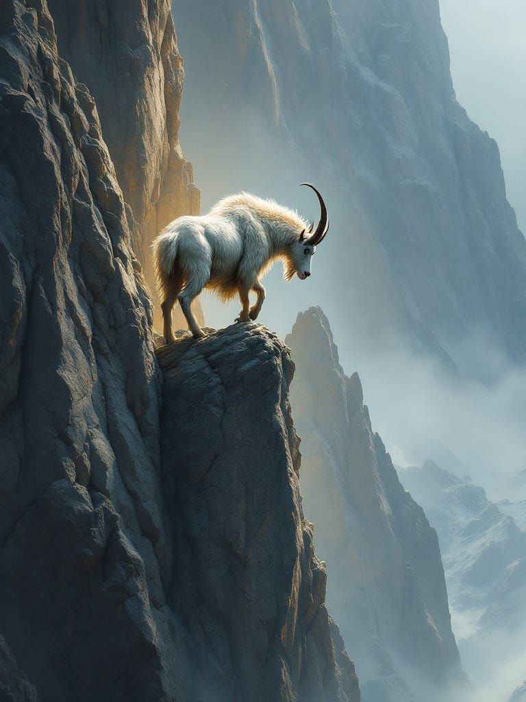 Mountain Goat Defies Gravity on Treacherous Cliff Face