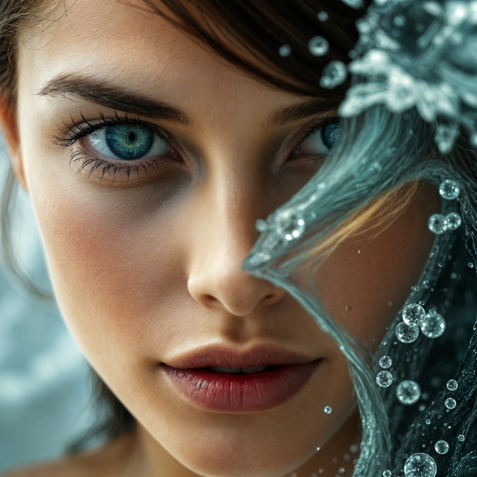 Woman Transformed by Stormy Ocean Emotions