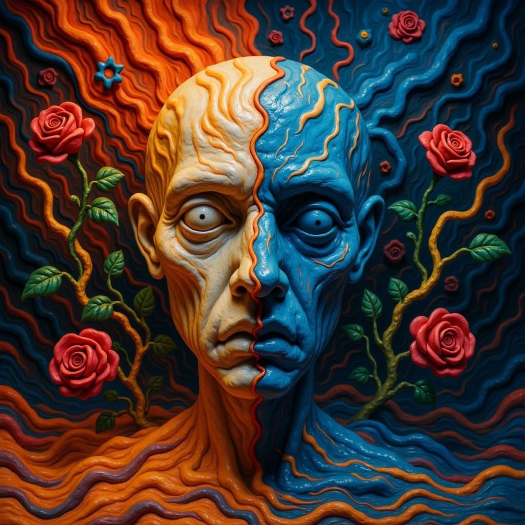 Surreal Portrait of Fractured Emotion