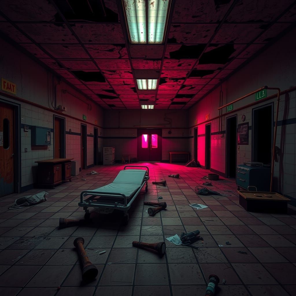 Abandoned Medical Facility with Flickering Lights