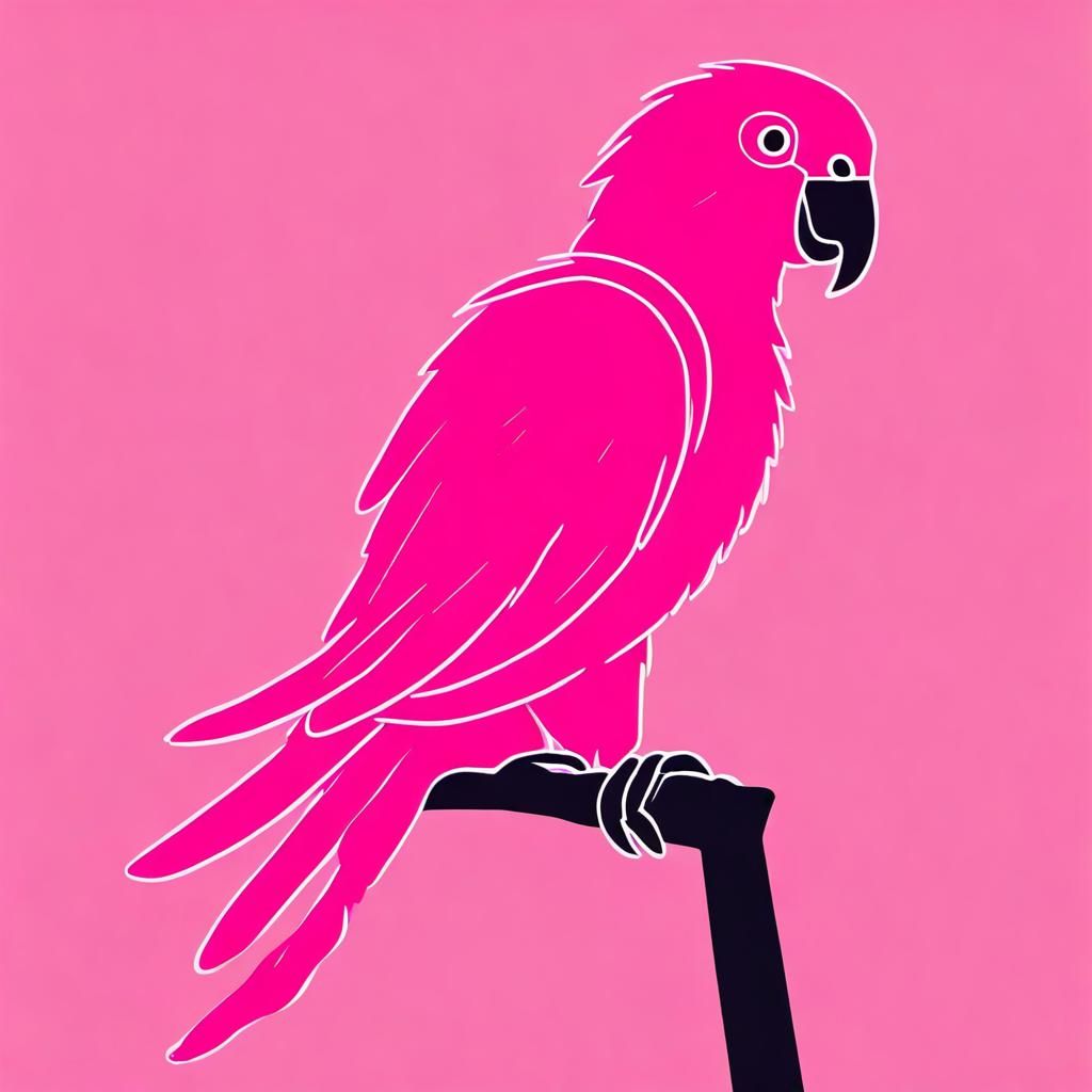 Minimalist Preppy Pink Parrot Gouache Silhouette
