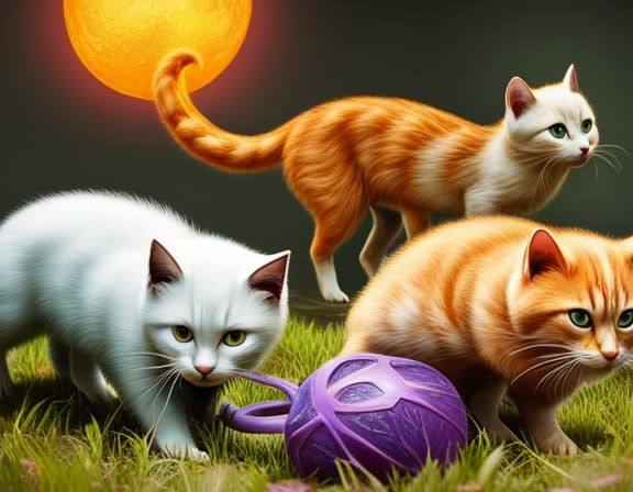 Cats and Kittens Chase Mouse in Retro Movie Poster