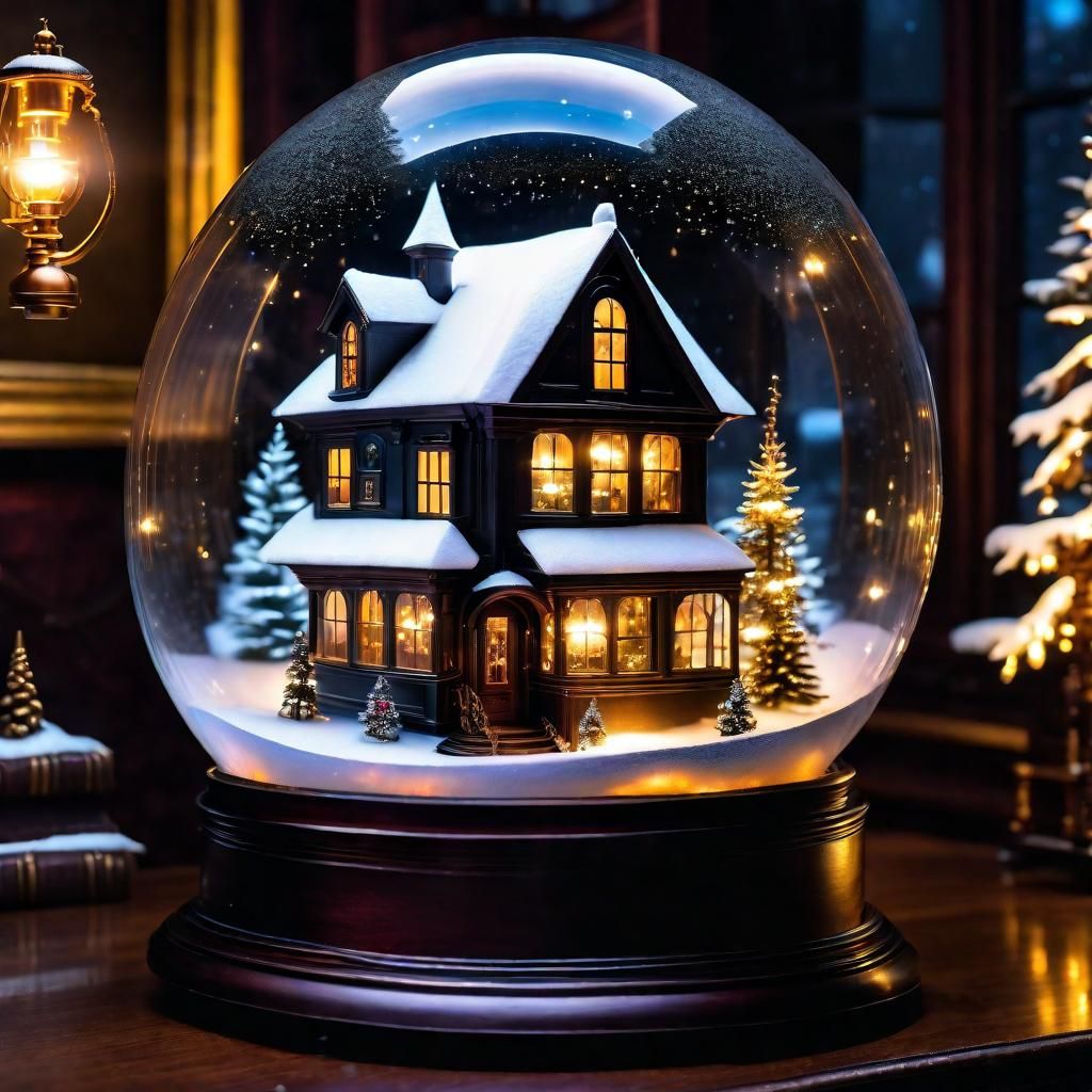 Steampunk Winter Wonderland in Snow Globe