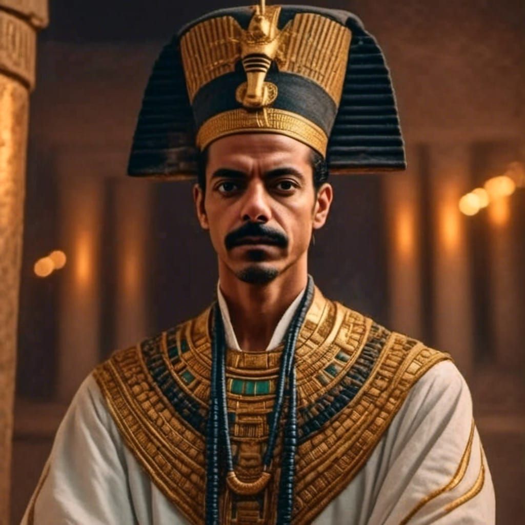 Regal Pharaoh Portrait in Ancient Egyptian Style