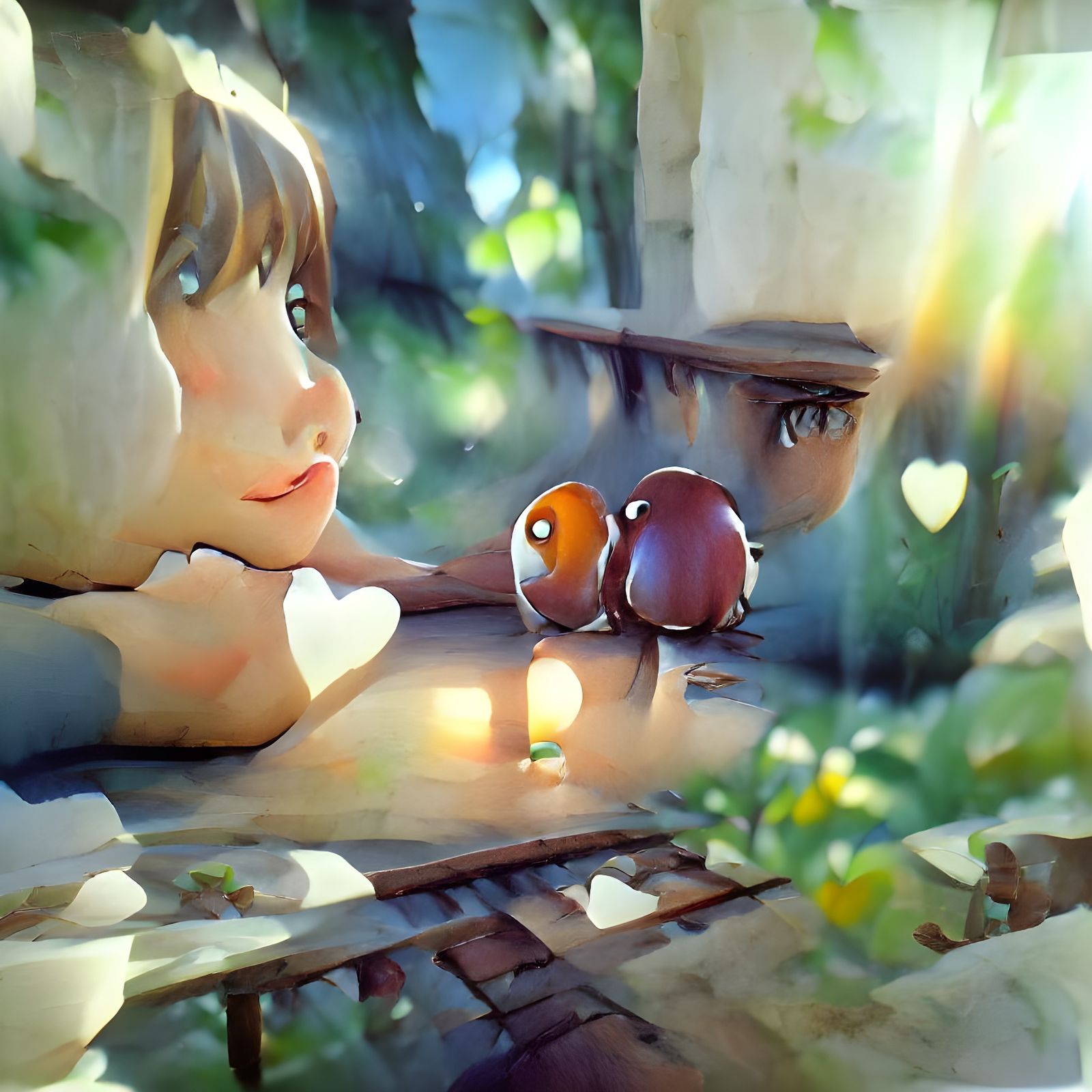 Two Friends Holding Hands, Studio Ghibli Style