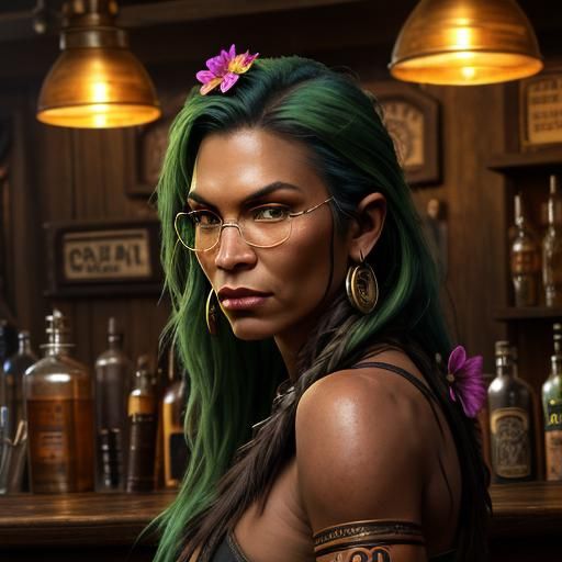 Steampunk Bartender Portrait in a Wild West Saloon