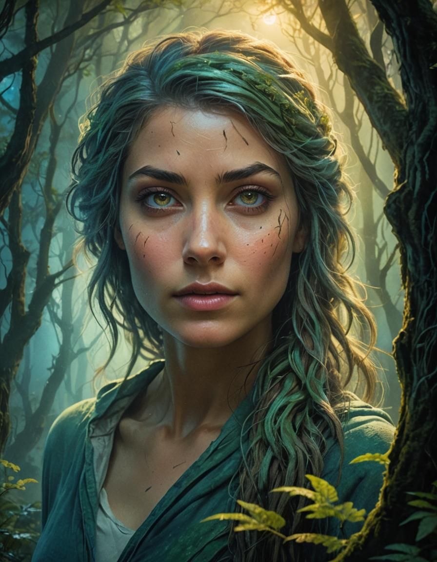 Ethereal Encounter in Mystical Forest: Fantasy Matte Paintin...