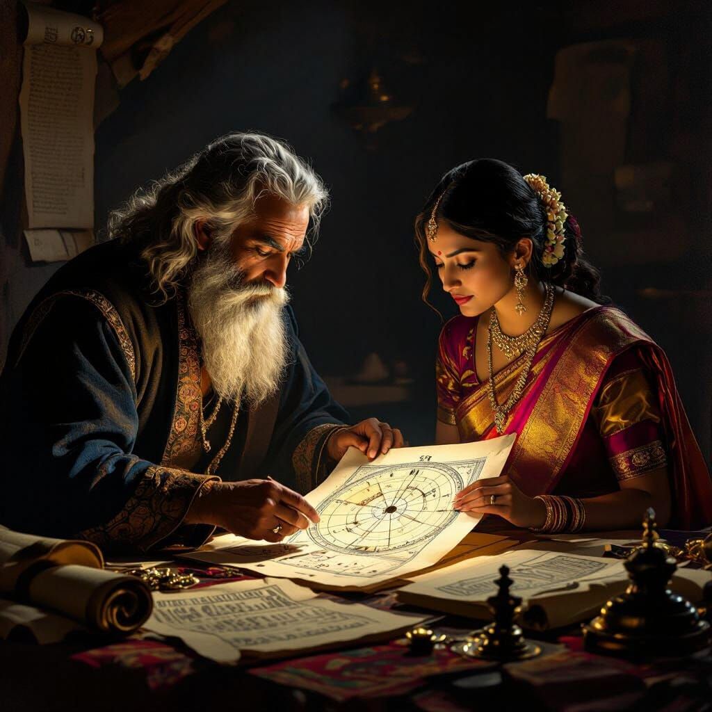 Mystical Astrology Reading in Medieval Chamber