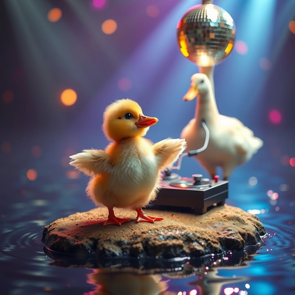 Duckling Disco Dance Party in 70s Style