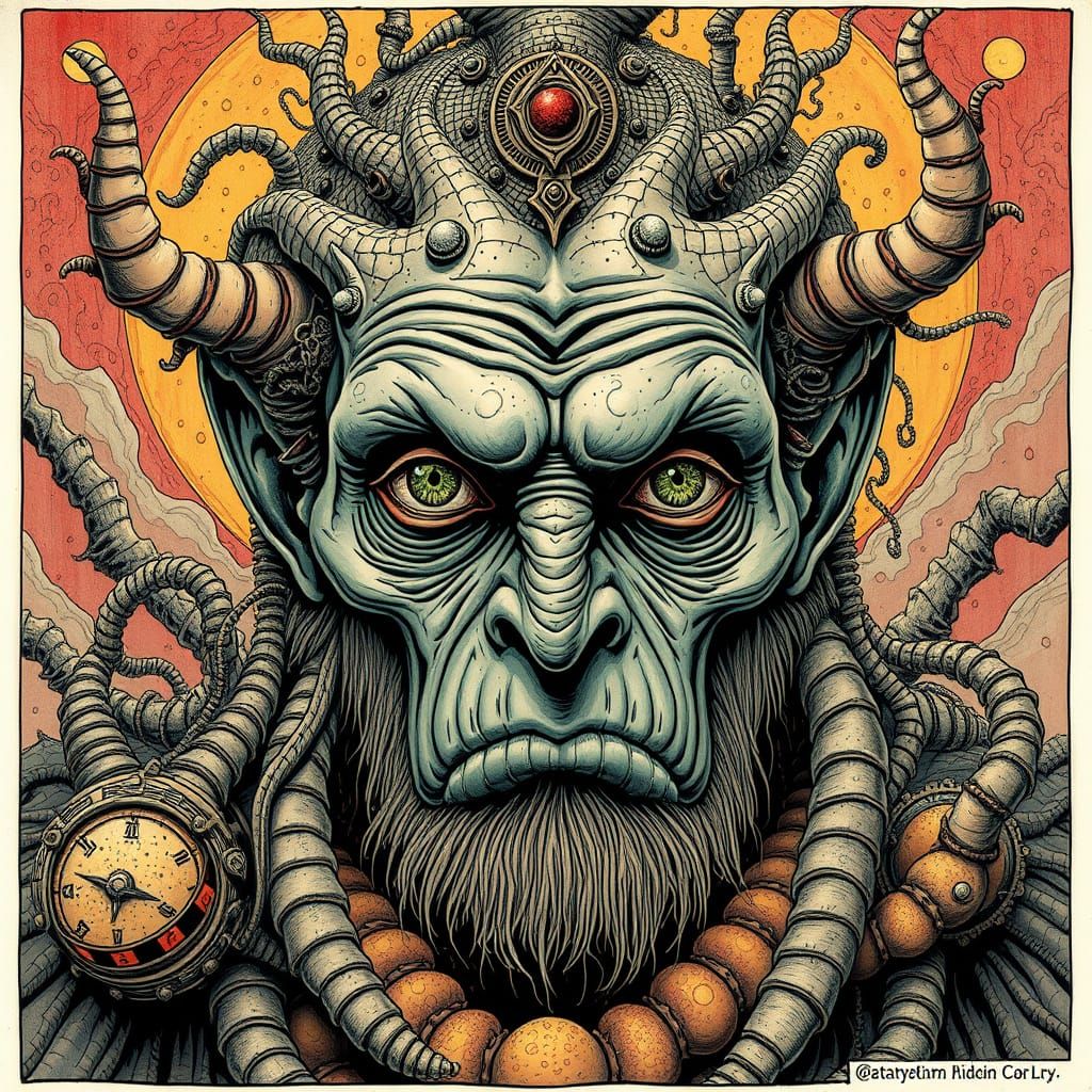 Surreal Fantasy Portrait in Underground Comix Style