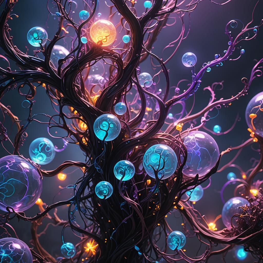 Bioluminescent Life Form in a Surreal Digital Art