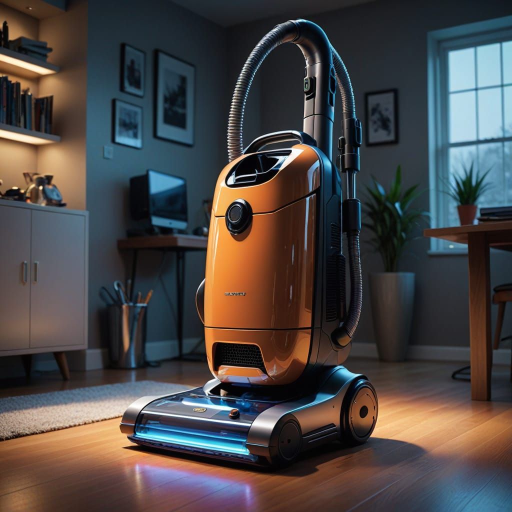 Sleek Futuristic Vacuum Cleaner in Photorealistic Style