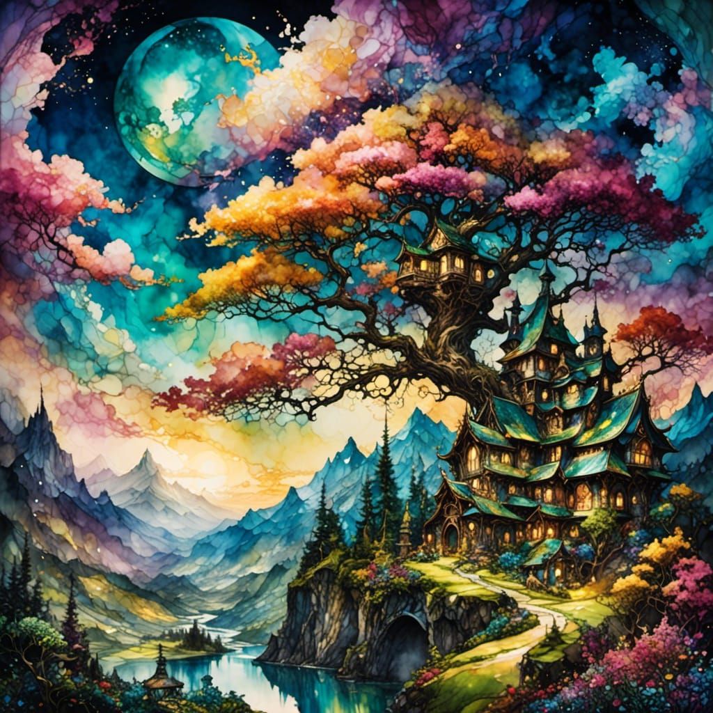 Epic Fantasy Comic Sans with Alcohol Ink Effect