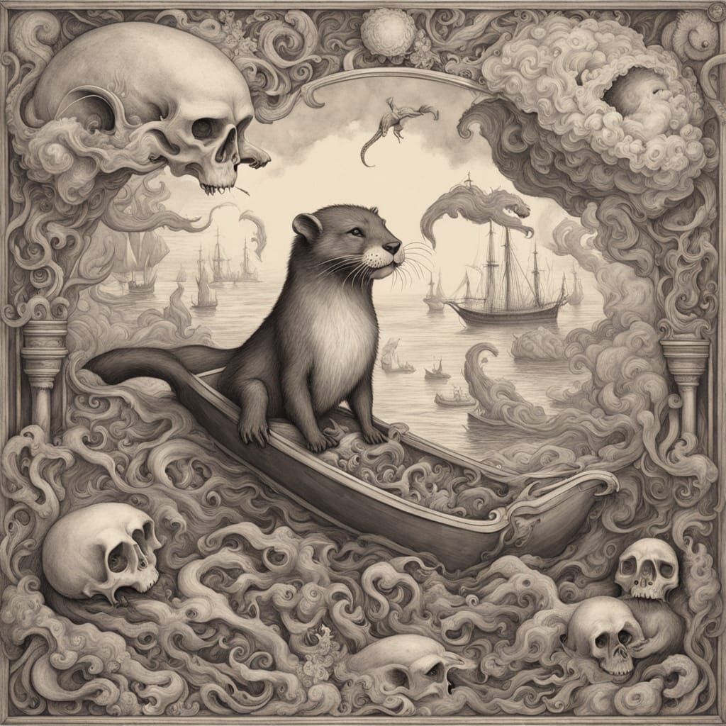 Otter Pirate Portrait in Renaissance Sfumato Style