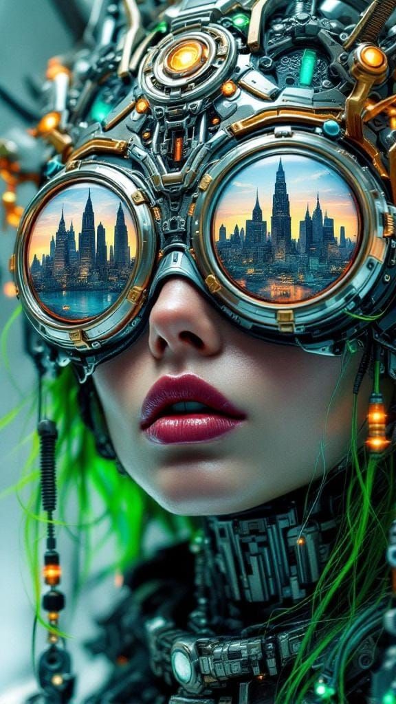 Cyberpunk Muse with Mirrored Goggles