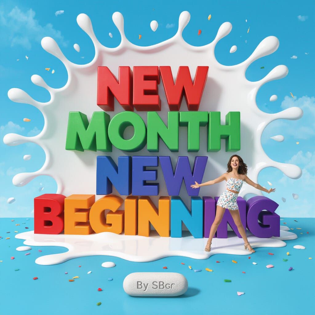 New Month New Beginning: Colorful 3D Lettering