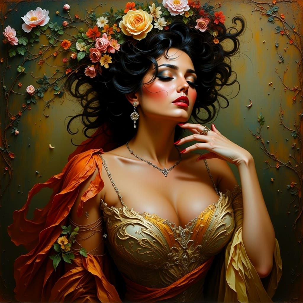 Elegant Woman Portrait in Nouveau Style