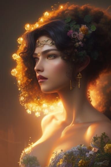 Princesscore Portrait with Bees and Flowers