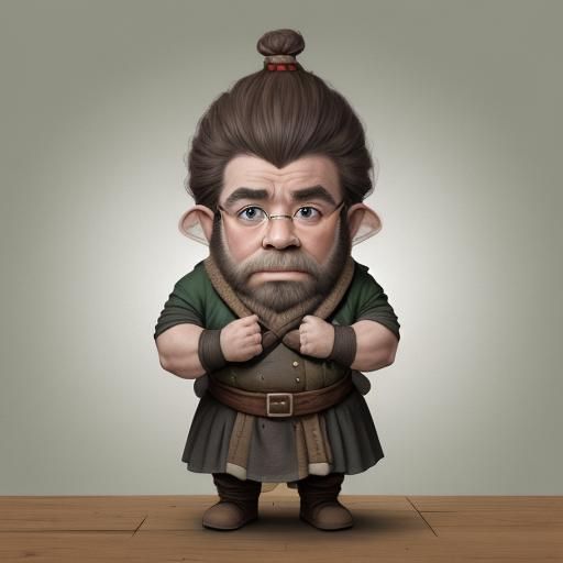 Dwarf with Oversized Head and Glasses