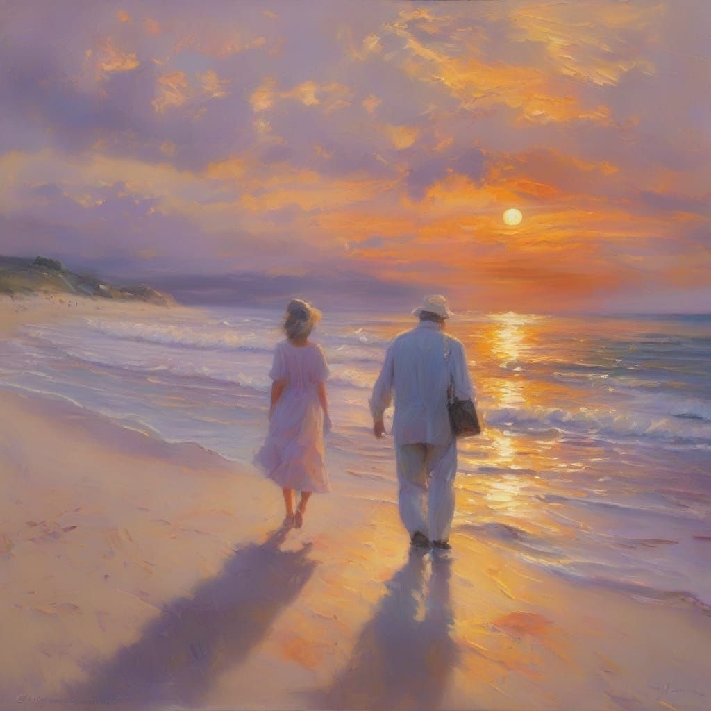 Warm Summer Seascape in Impressionist Style