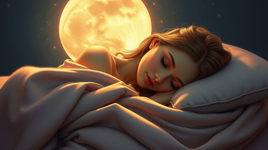 Dreamlike Slumber in Moonlight, Art Nouveau Style