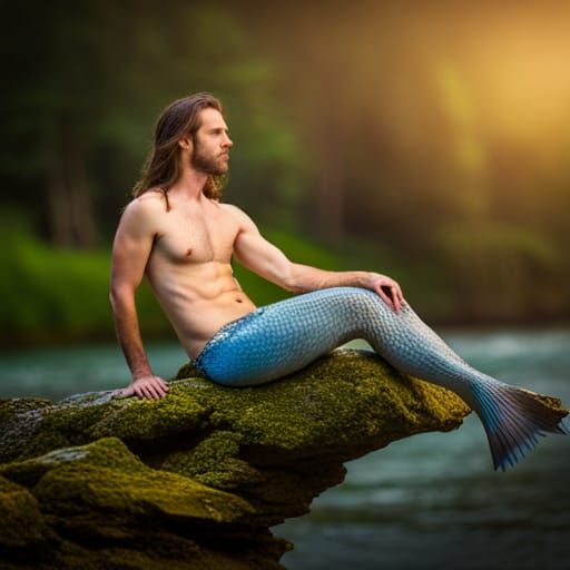 Merman Lounging on Rock: Professional Photography