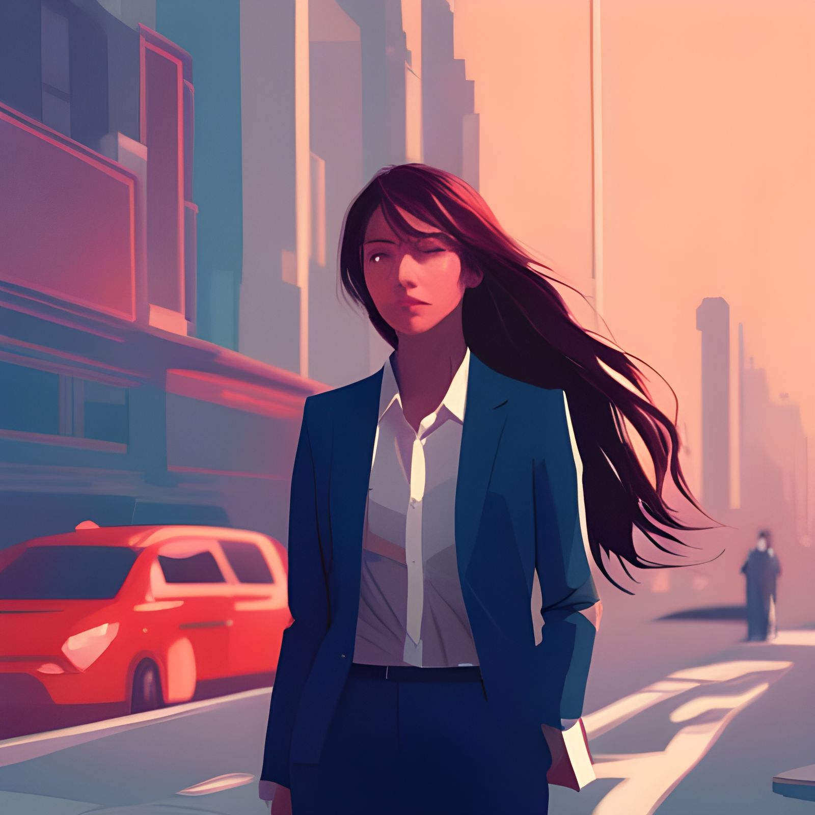 Detective in Morning Light with Cyberpunk Themes