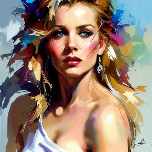 Beautiful Blonde Woman: Detailed Matte Painting