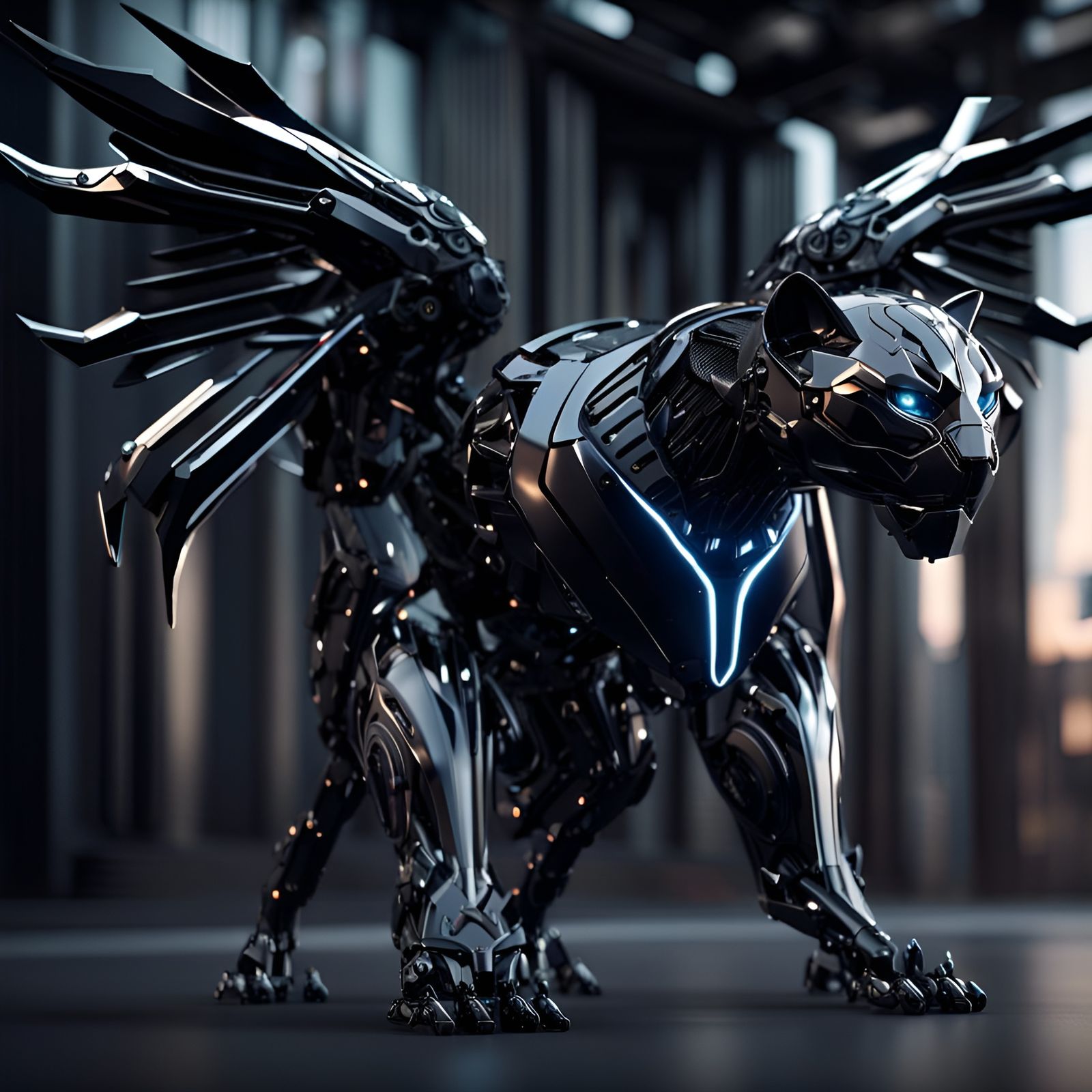 Robotic Black Panther with Parametric Wings