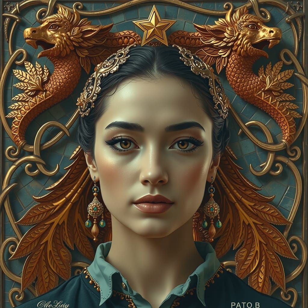 Celtic Hair Mosaic in Hyper-Realistic Style