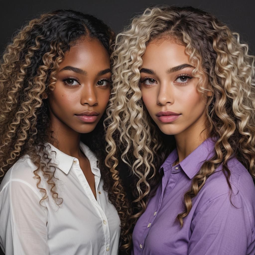 Two Women Embrace in a Dark Setting