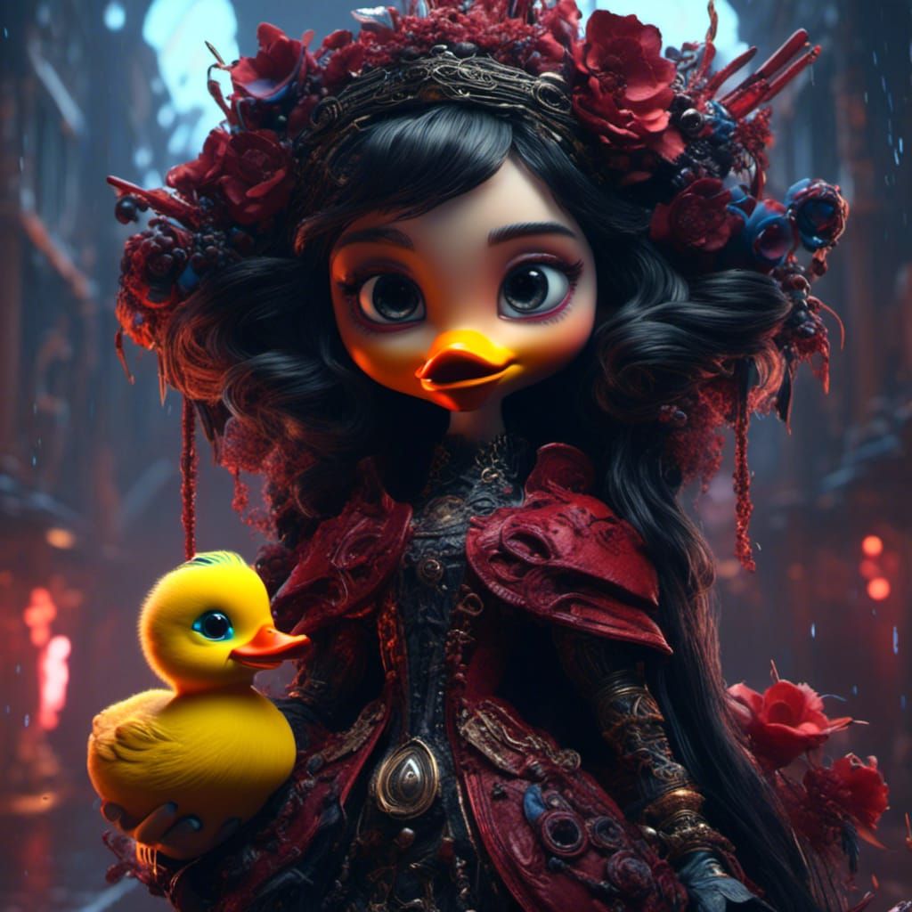 Gothic Rubber Duck with Red Lips