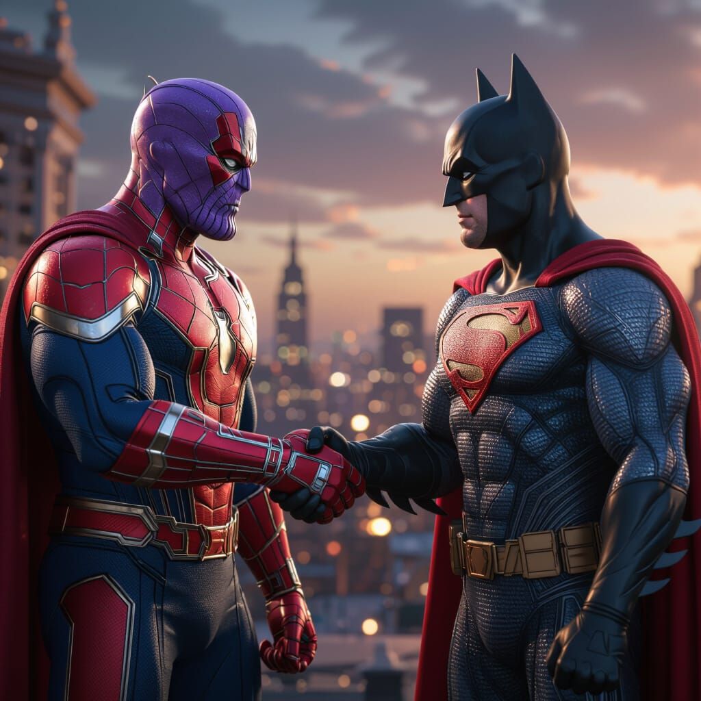 Batman & Thanos Crossover in Fantasy Concept Art