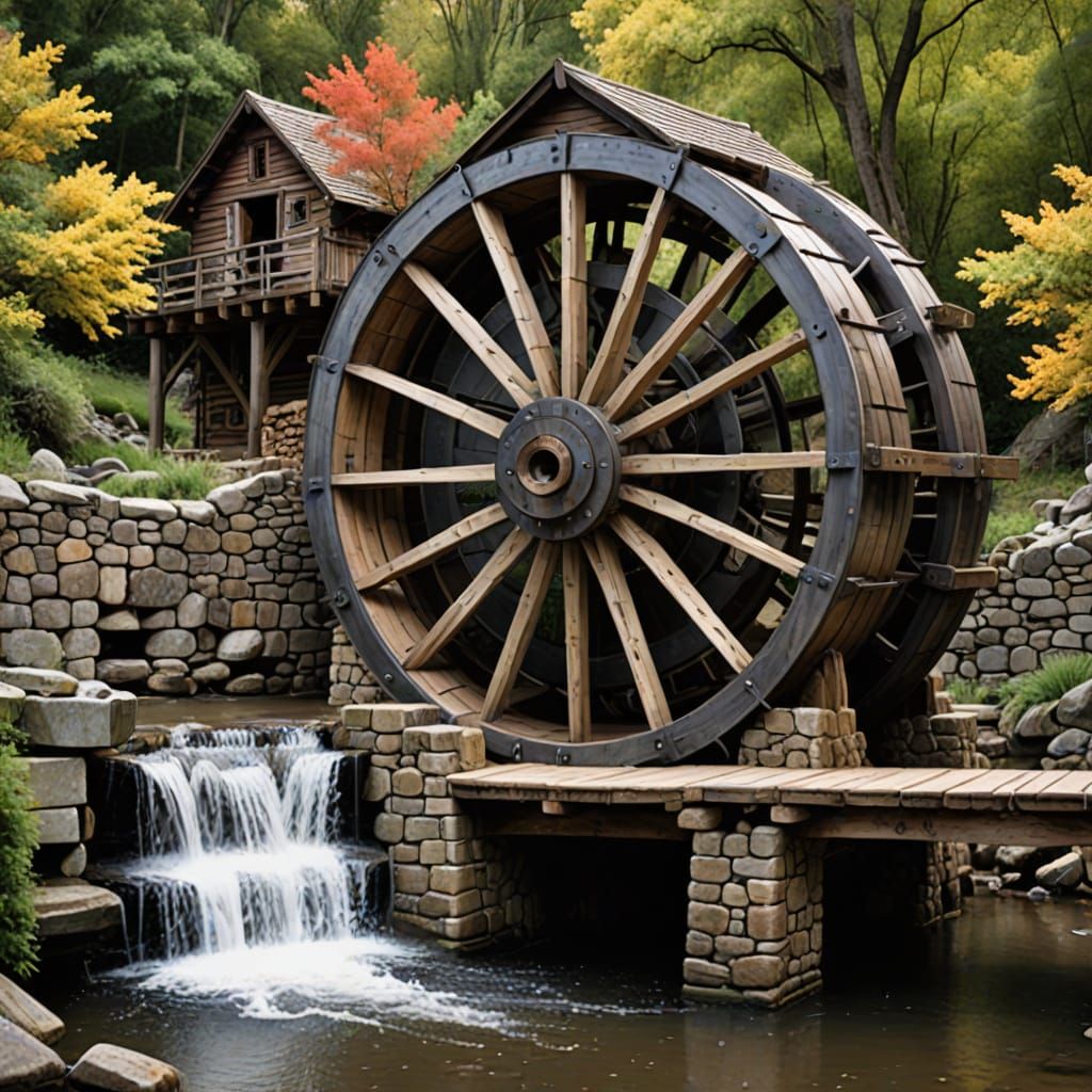Historic Waterwheel in Motion