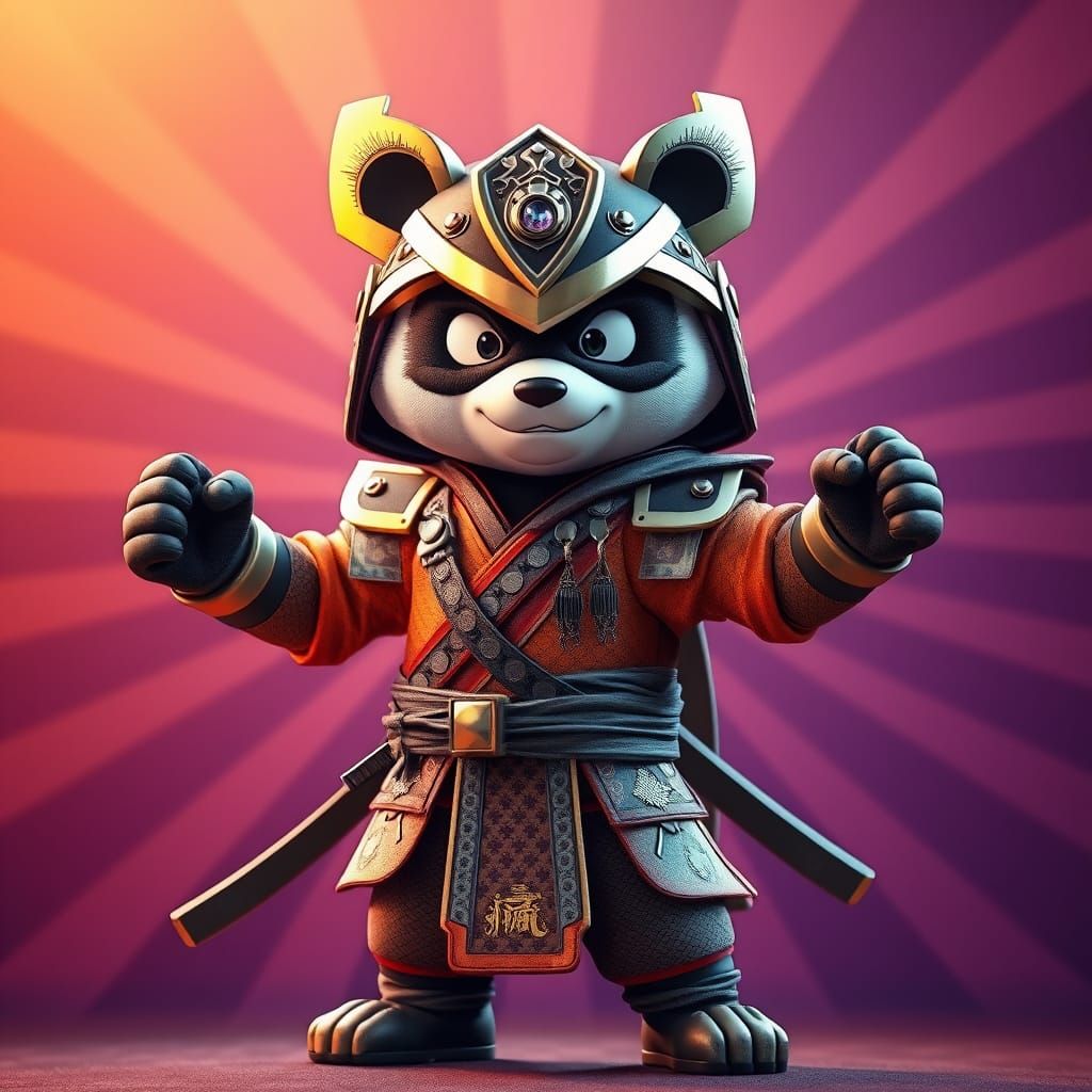 Heroic Lucador Panda Samurai Concept Art