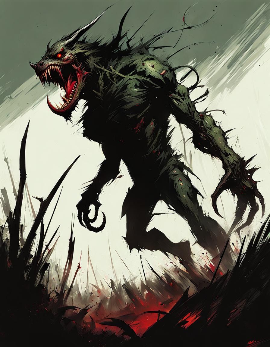 Menacing Chupacabra in Gothic Horror Style