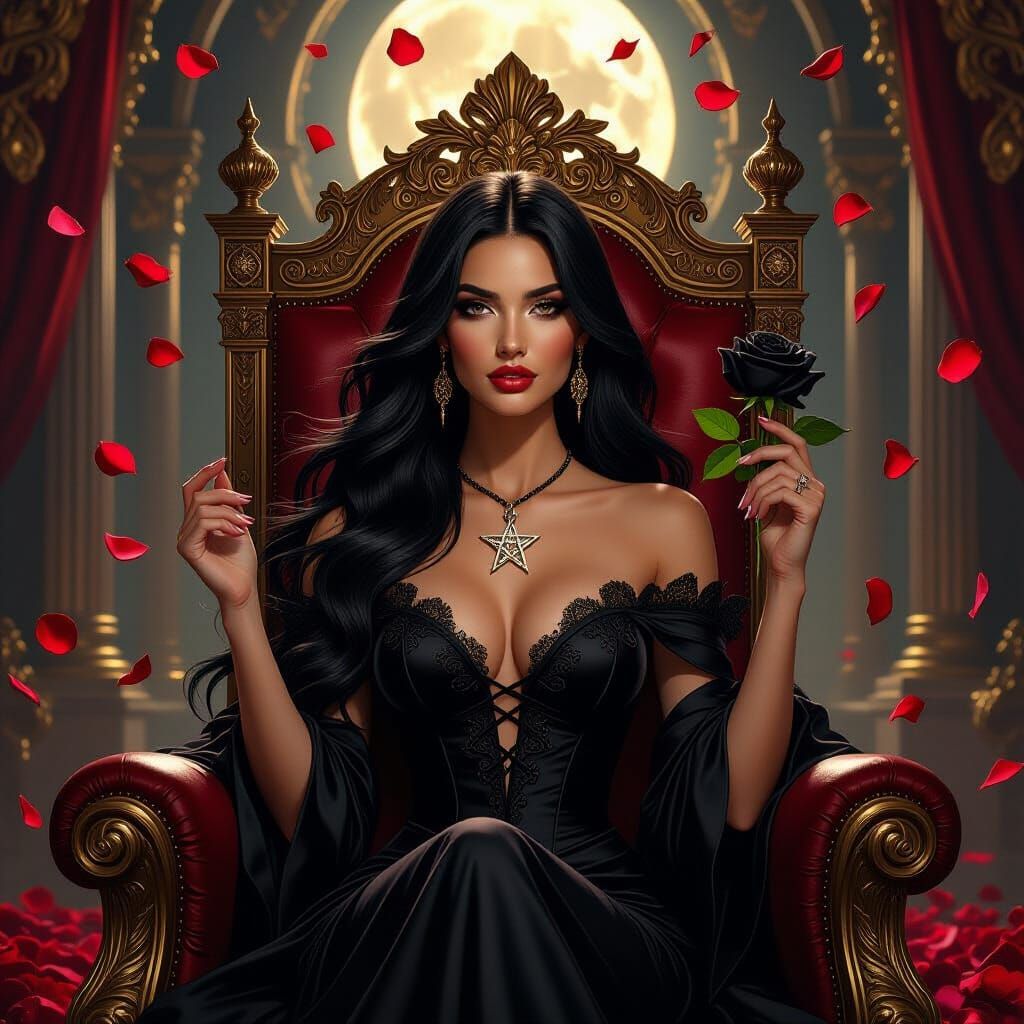 Goddess with Rose in Renaissance Style Throne Room