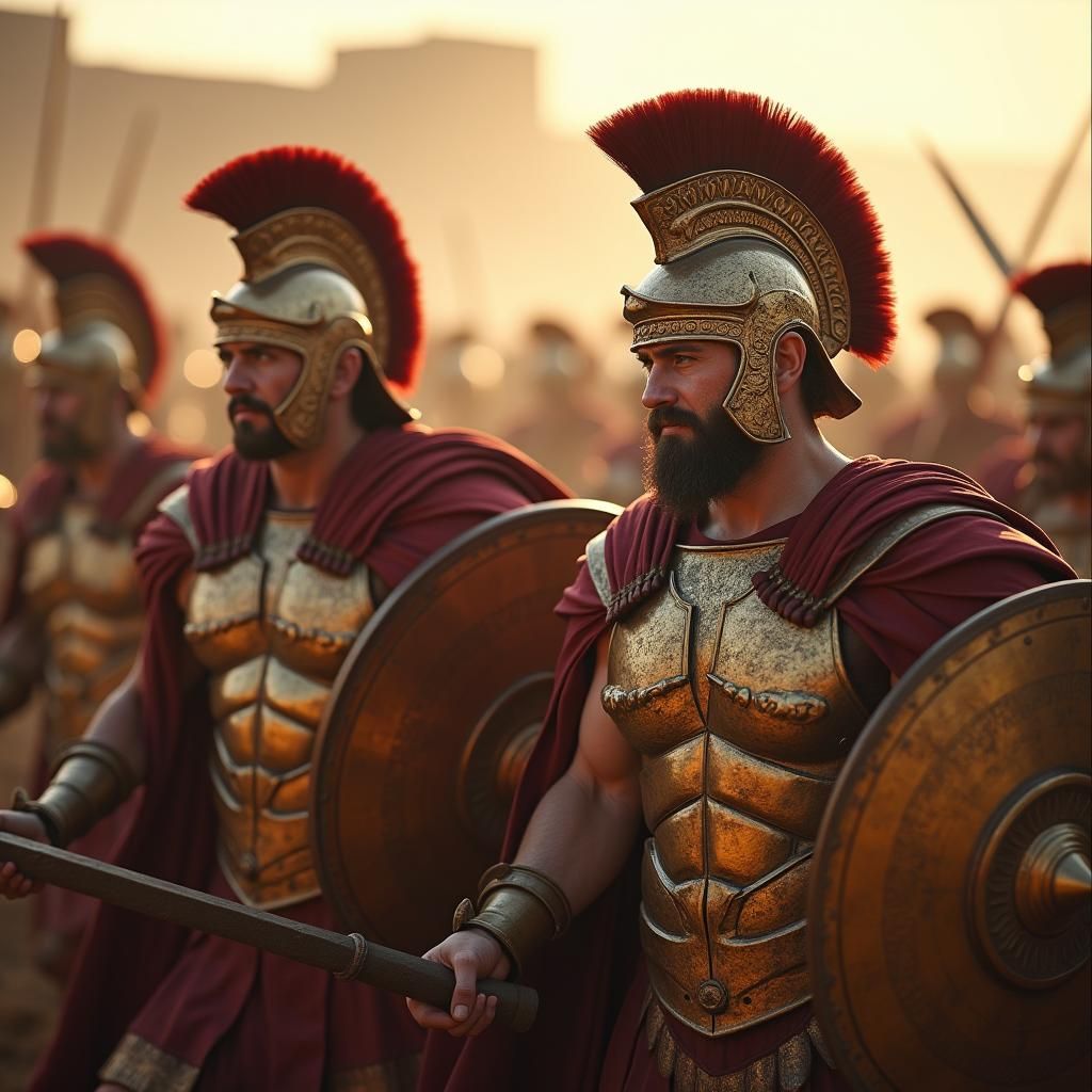 Achilles and Ajax Lead Troops at Troy, in Classical Style
