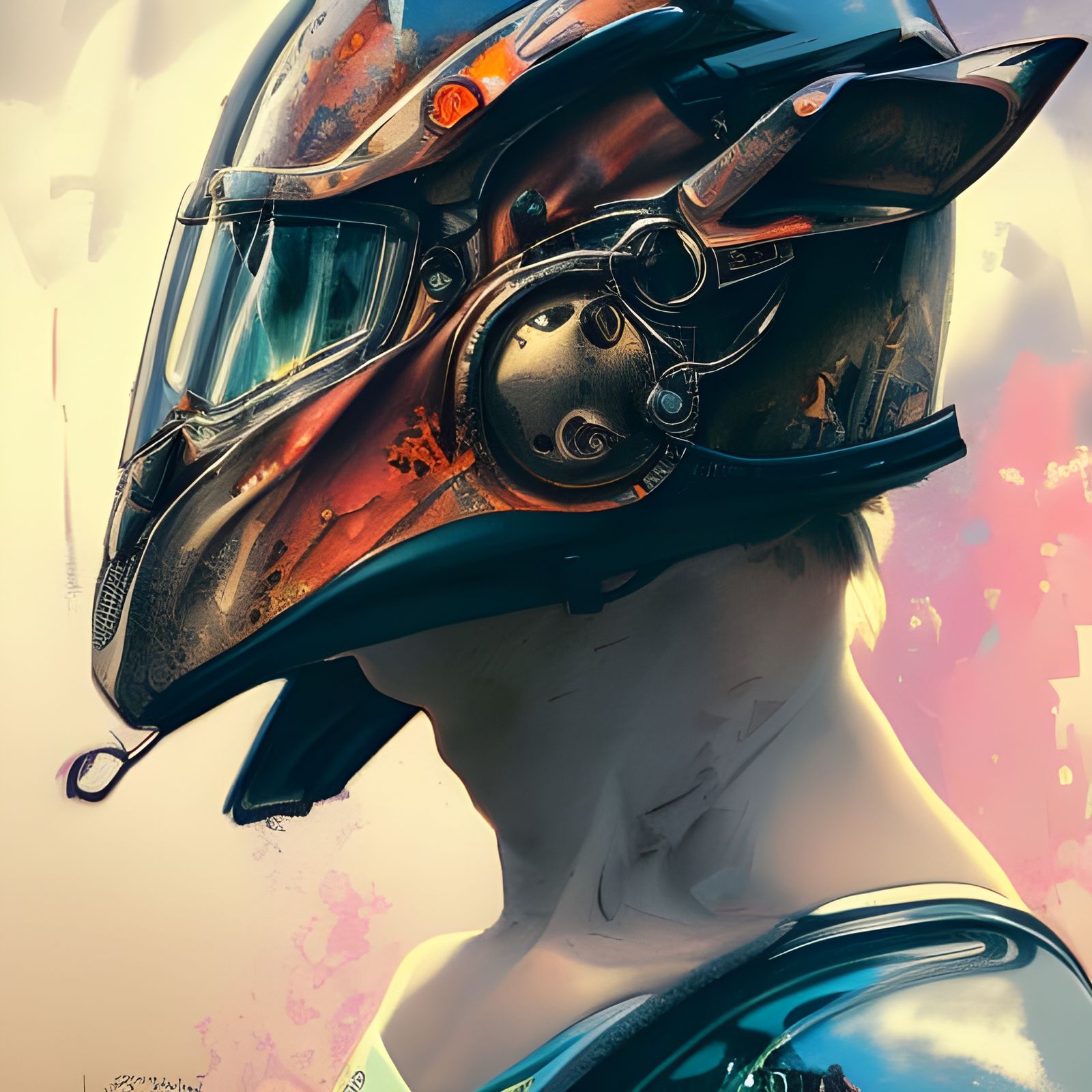 Graffiti Style Biker Portrait in 8k Resolution