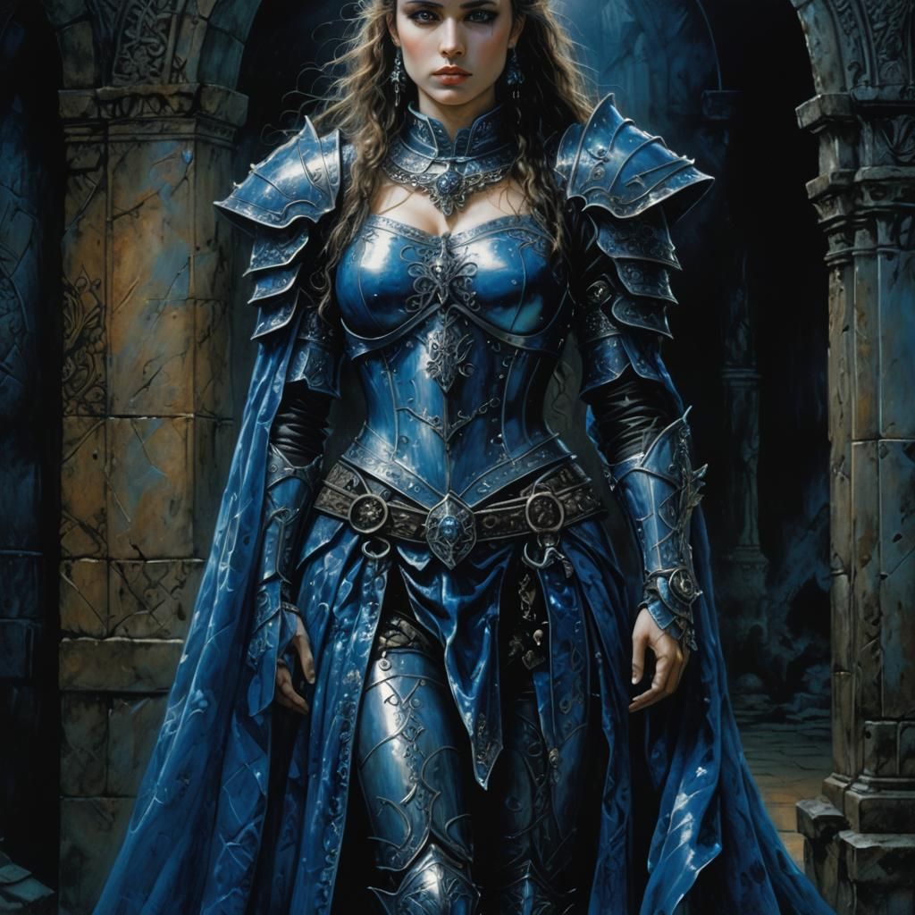 Fantasy Queen in Blue Armor, Renaissance Art