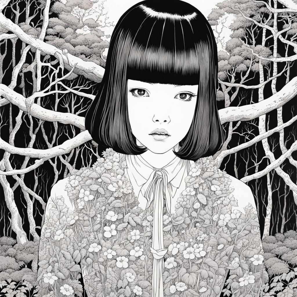 Eldritch Horror Forest in Grotesque Ukiyo-e Style
