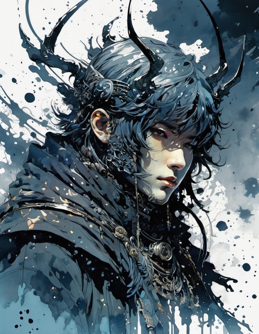 Detailed Liquid Ink Watercolour Illustration in Vibrant Colo...