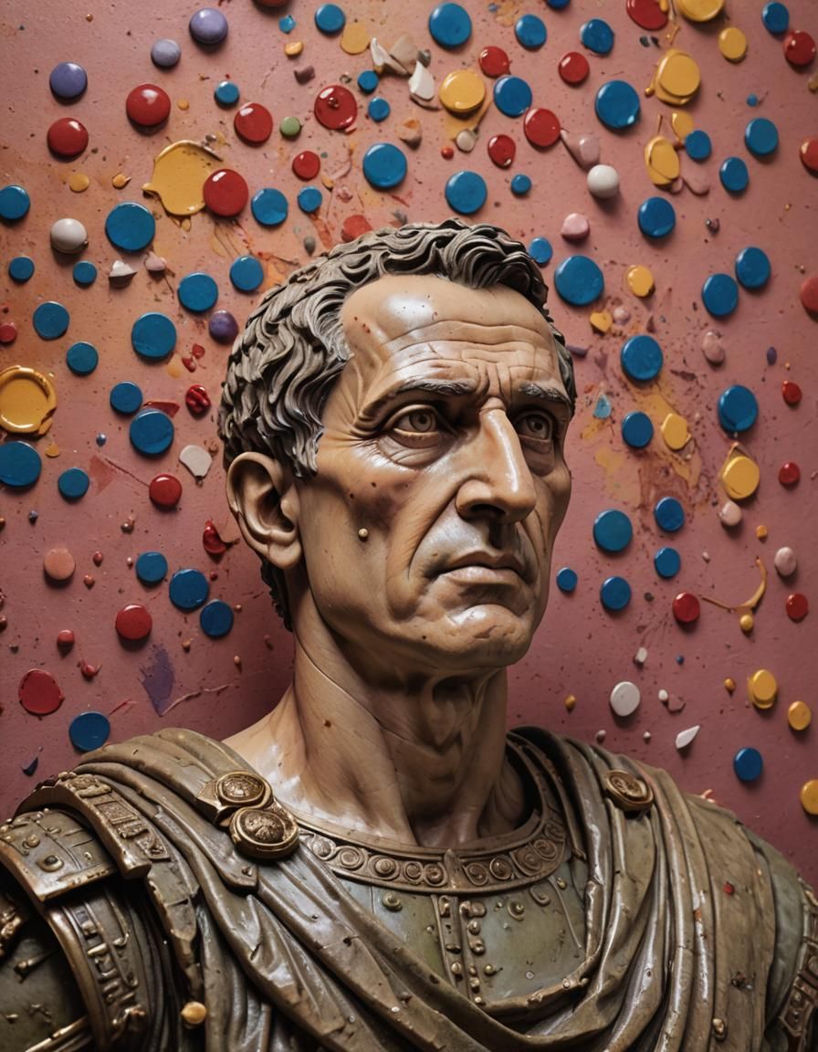 Googly-Eyed Caesar: Hyperrealistic Splash Art Portrait