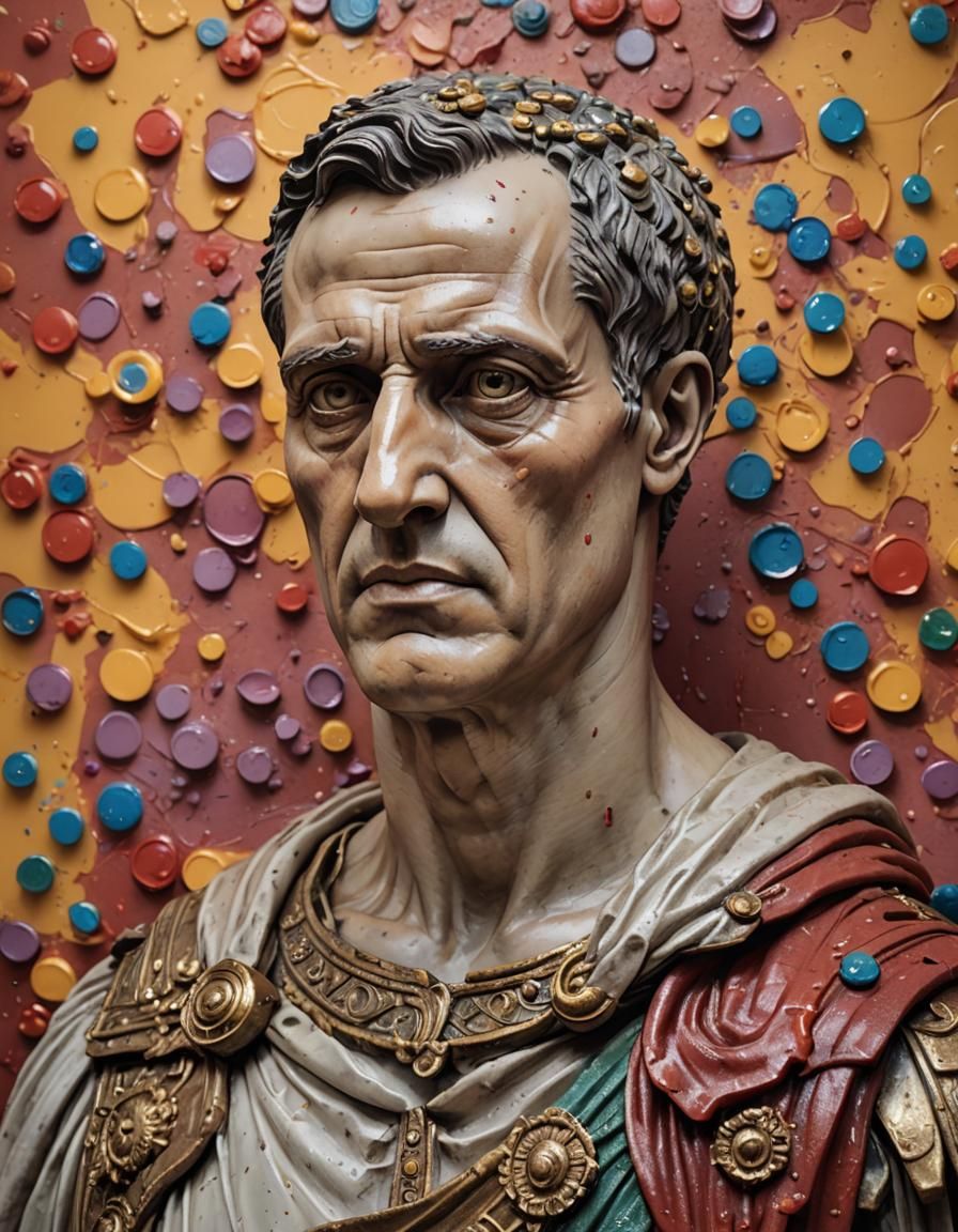 Googly-Eyed Julius Caesar Statue: Hyperrealistic Concept Art