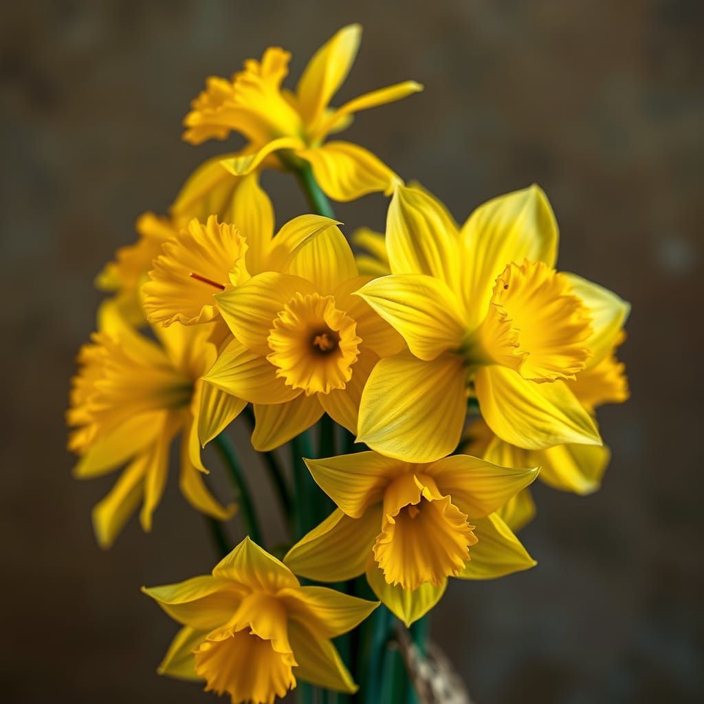 Surreal Fauvist Daffodils in Muted Richness