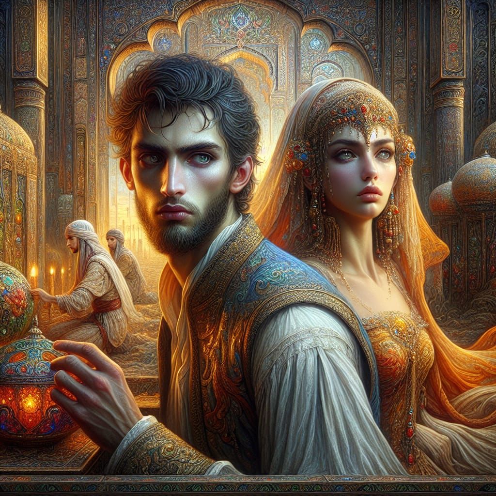 Fairytale Arabian Couple in Fantasy Art Style